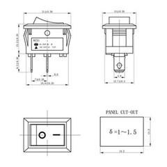 Rocker Switch 2 PIN ON-OFF SPST 125VAC/10A 250VAC/3A 21x15mm BLACK KCD1 2/5/10PC