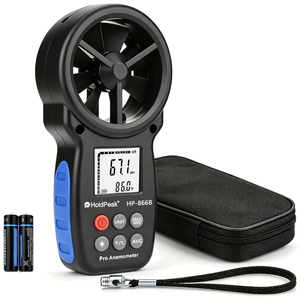 HoldPeak 866B Digital Anemometer – Wind Speed CFM Meter
