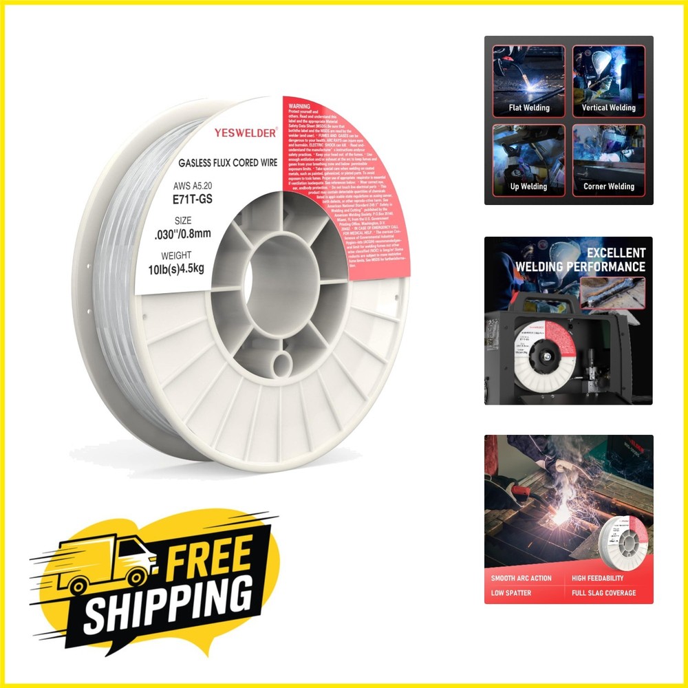Durable .030-Inch Gasless MIG Wire, 10lb for Versatile Welding Applications