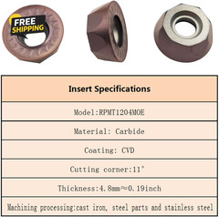 11Pcs RPMT1204MOE R6 Indexable Carbide Milling Inserts Blade Milling Cutter