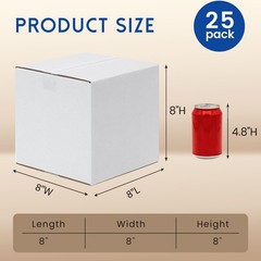 Mefleet 8x8x8″ Shipping Boxes 25 Pack – 8x8x8 inches (25 Pack), White