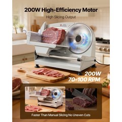 Uimoso 200W Electric Meat Slicer with 7.5″ Stainless Blade&Adjustable Thickness