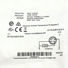 Allen Bradley 871TM-DH8CP18-D4 /A Proximity Sensor 3-Wire DC Std Barrel