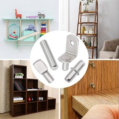 104Pcs Shelf Pins Kit,4 Styles Nickel Plated Shelf Support Pegs,Bookshelf Peg…