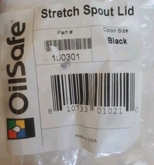 Oil Safe 100301 Stretch Spout Lid,W/0.5 In Outlet,Black