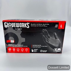 2- Gloveworks by AMMEX Black Nitrile Gloves Large 5 mil Powder & Latex Free 100