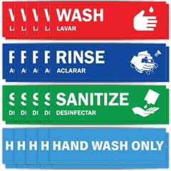 Wash Rinse Sanitize Sink Labels – 10 Pack, 2.75″x9″ – Hand Wash Only Sign – Idea