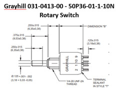 Grayhill 031-0413-00 – 50P36-01-1-10N Rotary Switch Single Pole 10-Position New