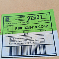 Lot of 10 GE F18DBX/841/ECO4P Ecolux 18W 4 Pin CFL 97601 Lamps – NOS