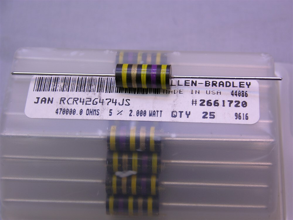 10 Mil-Spec Allen Bradley RCR42G474JS 470K 2W 5% Carbon Comp Resistors