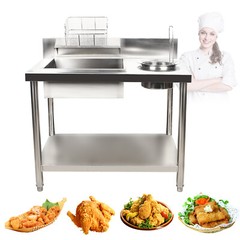 Commercial Breading Table Fried Food Prep Fry Chicken Work Table Breader Station