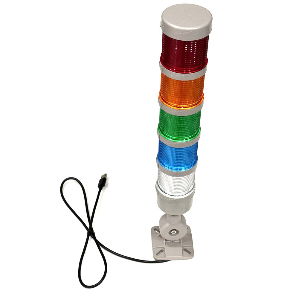 5-Stack USB LED Andon Tower Signal Light indicator Buzzer 5VDC Industrial Warn