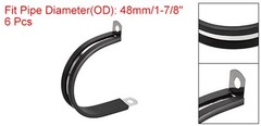 6Pcs 1-7/8″ Cable Clamp R Shape Stainless Steel Rubber Cushioned Pipe Strap