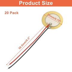 20 Pack 20mm Piezo Discs with Leads, Acoustic Transducer Microphone Piezo Pic…
