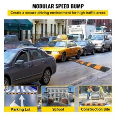VEVOR Modular Rubber Speed Bump Driveway Cable Protector Ramp 6 Feet Set of 2
