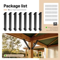 8 Pcs Heavy Duty 45 Degree Angle Support Bracket Pergola Kit for 4”x4” Wood