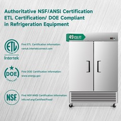 Double-door commercial 54-inch Freezer,49 Cu. ft Energy-Efficient, Low noise