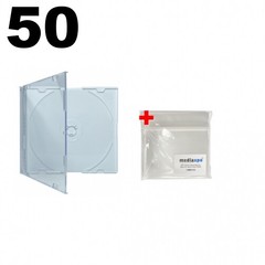 50 SLIM WHITE Color CD Jewel Cases & 100 OPP Bags