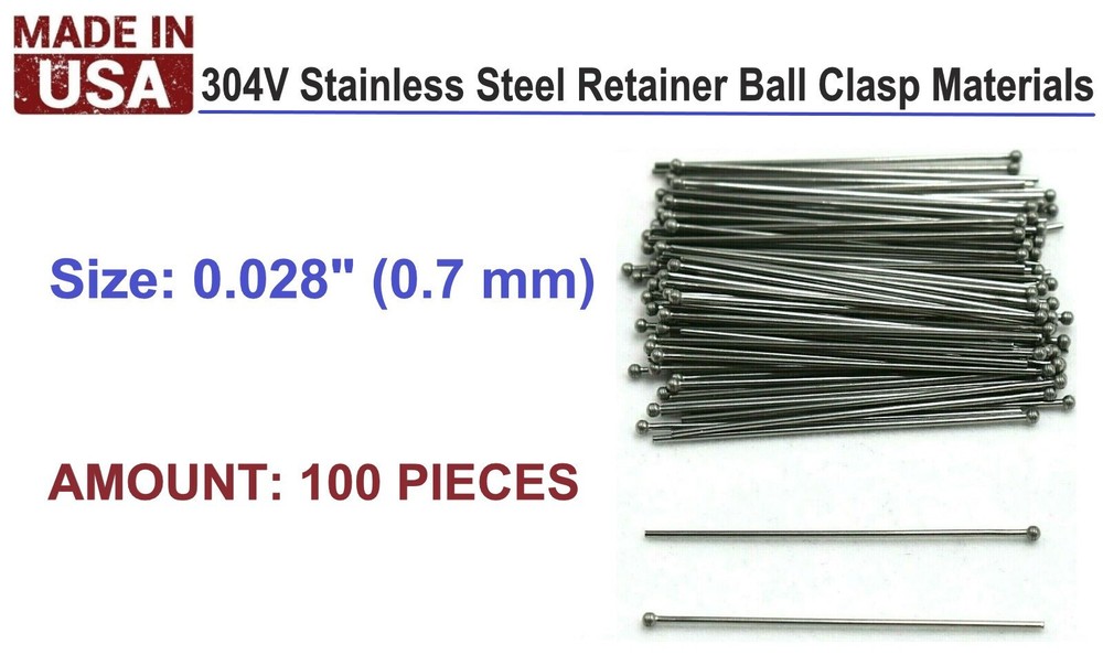 100 pieces Ball Clasps Retainer .028 Pack x 100 / 0.7 mm / Orthodontic Supplies