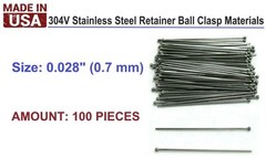 100 pieces Ball Clasps Retainer .028 Pack x 100 / 0.7 mm / Orthodontic Supplies