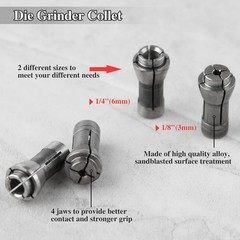 4 Pcs Die Grinder Collet Adapter Set for 1/4″ & 1/8″ Arbors – 3mm & 6mm Chucks