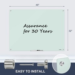 Glass Magnetic Dry Erase Board – 48 x 32 Inches Frameless Glass Whiteboard fo…