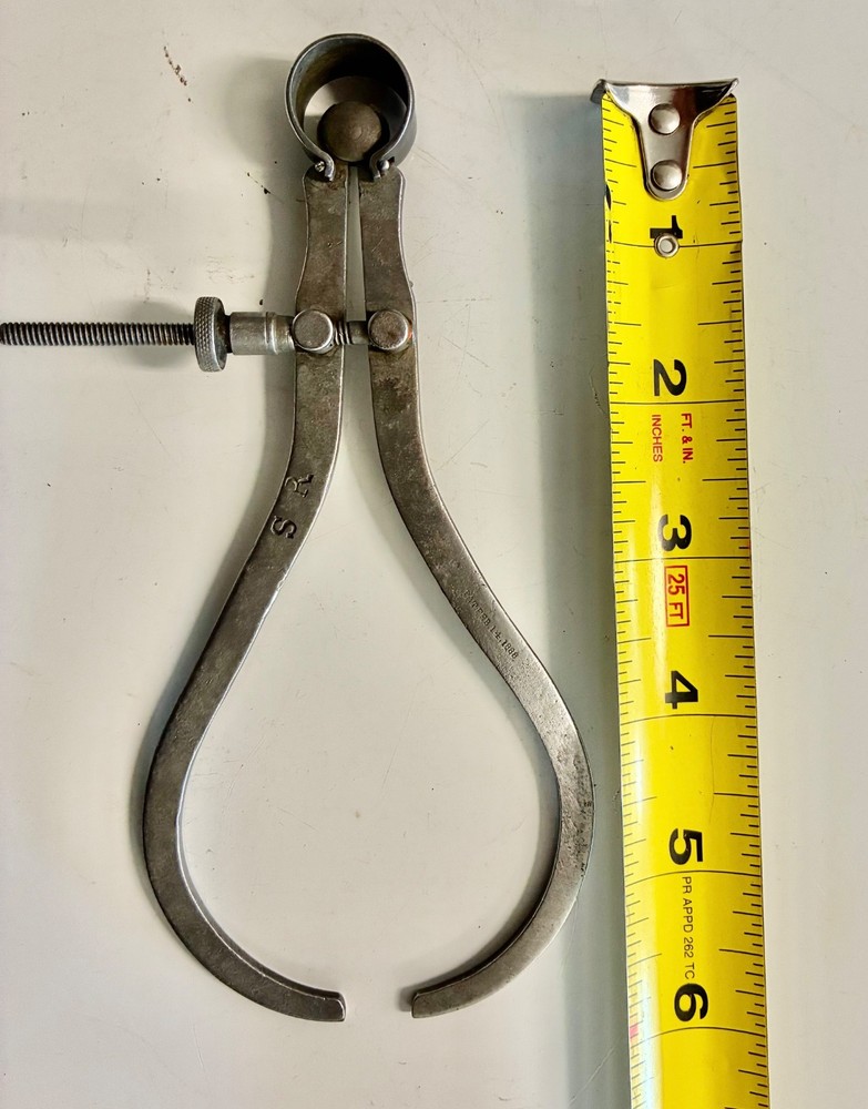 Outside Spring Caliper Antique. Pat Feb 14 1888 SR Machinist Tool