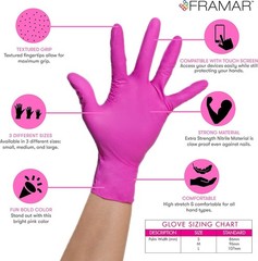 Medium Pink Nitrile Gloves, Disposable and Ambidextrous, 100 Count for Hair Dye