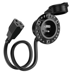 15A 125V AC Port Plug, 12AWG RV Shore Power Inlet Plug for Trailer Truck Boat