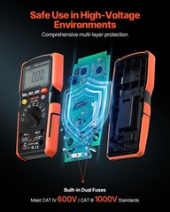 VEVOR Digital Multimeter 6000-Count TRMS Voltmeter Current Tester Auto-Ranging