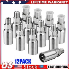 12x 3/8″ I.D. Hose x 1/4″ NPTF Male Hydraulic Hose End Swivel Crimp Fittings New