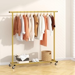 Gold Adjustable Rolling Clothing Rack – Space-Saving Organizer for Home & Retail