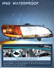 Black Housing Headlight Assembly for 1998-2002 Honda Accord Pair DOT Approved