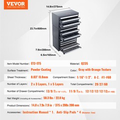 VEVOR Drill Bit Dispenser Organizer Cabinet 3 Pieces Three-Drawer Five-Drawer
