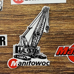 Construction HardHaT Decal Stickers LoT Manitowoc Caterpillar USS SENNEBOGEN USA