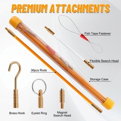 50FT Fiberglass Wire Pulling Rods – Electrical Cable Fishing Tools Kit with Atta