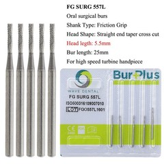 WAVE Dental Carbide Oral Surgical Bur FG 557 SL Length 25mm Friction Grip Burs
