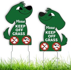 2 PC Keep off Grass Sign – 8X12 Double Sided Coroplast No Peeing Dog Signs for Y