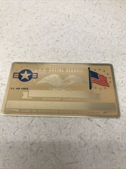 NEW Vintage SSN Social Security Card Metal USA Air Force Navy Military