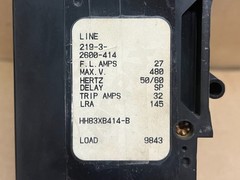 Airpax HH83XB414-B 27A, 480V Circuit Breaker