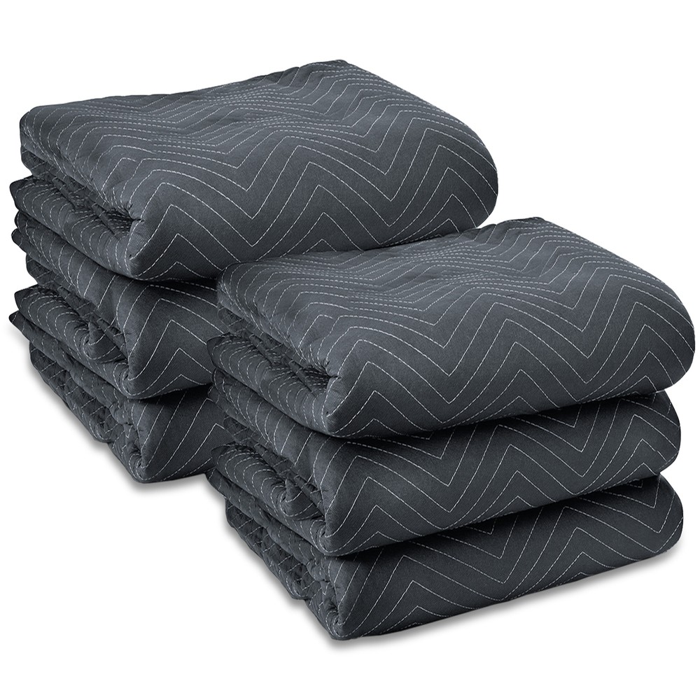 6 Moving Blanket Furniture Pads – Ultra Thick Pro – 40″ x 72″ Black