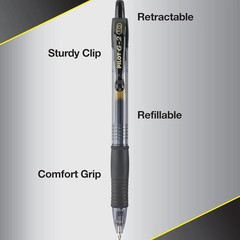 G2 Refillable and Retractable Rolling Ball Gel Pens, Bold Point, Black Ink, …