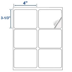 3-1/3″ x 4″ Mailing Shipping Labels 6 Per Sheet For InkJet & Laser Printer 6 UP