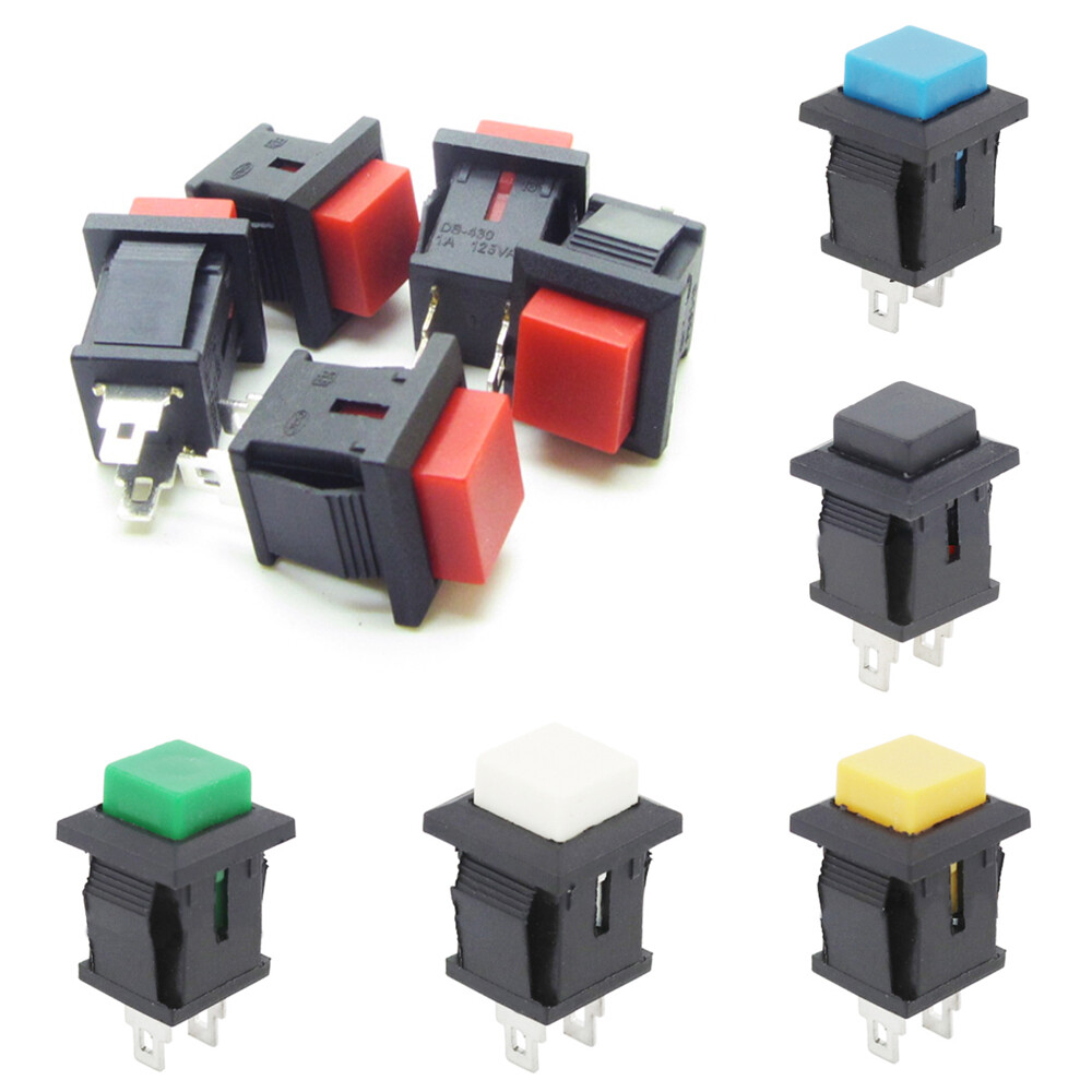 100 x Push Button Switch Momentary Square NO Power OFF – ON 2 Pins Snap-in PCB