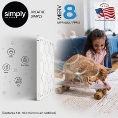 Simply 14x18x1 Air Filter, Merv 8, 6 Pack, For Home AC Furnace 14x18x1, White