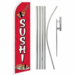 “SUSHI” Advertising Super Flag & Pole Kit food raw fish poke Japanese Japan