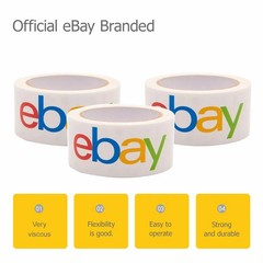 12 ROLLS Official eBay Branded Logo BOPP Shipping Tape White w Color 2″ x 75 yds