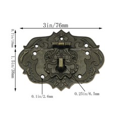 Antique Embossing Decorative Brass Hasp Clasp Latch Lock with Screws for Jewe…
