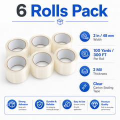 ACCL Heavy Duty Packaging Tape – 2 mil 2″ x 100 Yards, 6 Rolls w/ FREE Shipping