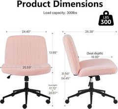 Adjustable Swivel Criss Cross Chair in Teddy Pink – Ideal for Office & Vanity